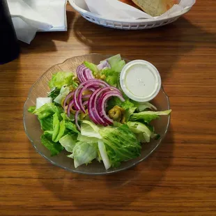 House salad with green olives? That&apos;s a new twist to me.