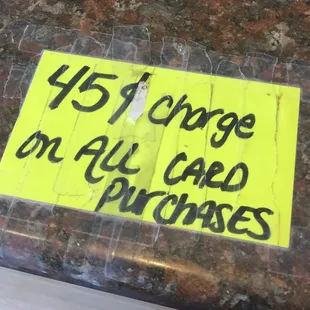 Tip: if you pay with a card whether it&apos;s credit or debit, there is a small $.45 cent charge.