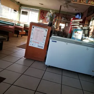 a view of the dining area