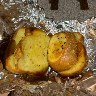 The garlic bread was just okay.