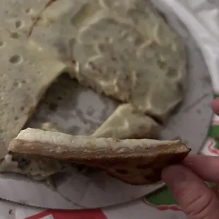 Sad, soggy crust beneath a thick layer of (real?) cheese