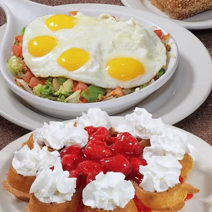 Strawberry Waffle and a Veggie Skillet