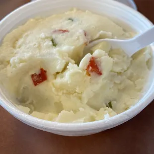 Ensalada de Pulpo Traditional Puerto Rican Potato Salad with mashed potatoes and chopped red bell peppers.  Served chilled