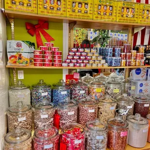 a variety of candy and candis