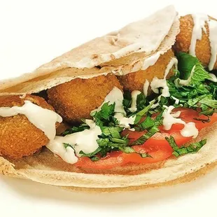 a fish taco on a tortilla