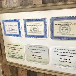 a number of plaques on a wall