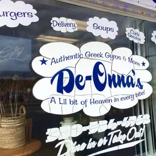 a sign in the window