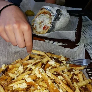 Greek Fries and chix souvlaki