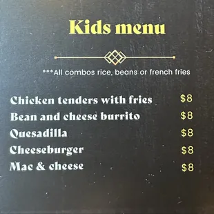 Kids Menu