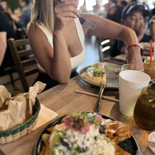 Chilaquiles red sauce and my Beautiful girl had egg whites omelette.