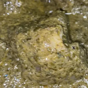 Cassava Leaf Soup with Mixed Meat (all fat from cow foot. I ordered chicken and goat)