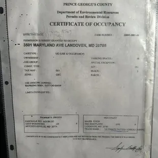 Old expired business license