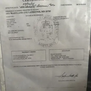 Old expired business license