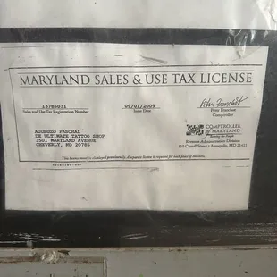 Old expired business license