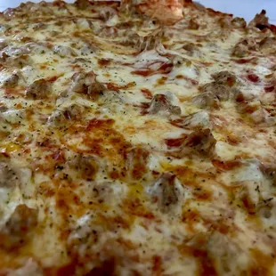 Cheese and sausage, thin crust
