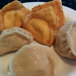 Crab Rangoon and Potstickers