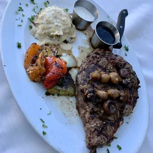 Rib-eye steak cooked to perfection