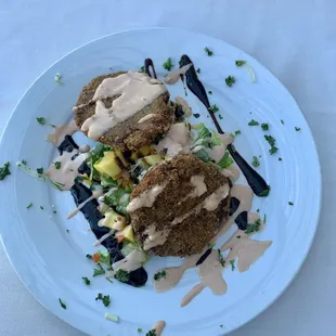 The Crab cake salad was very tasty