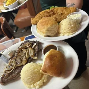 Fried catfish , and a liver and onions.
