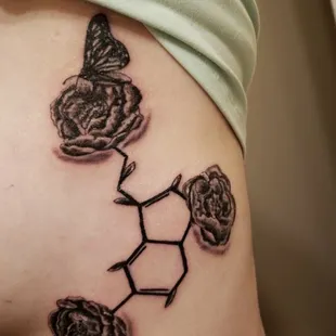 Love the shading and detail work on the flowers of my tattoo!