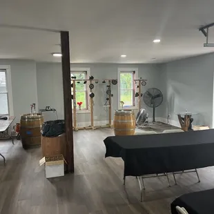 empty tasting room with tables and chairs