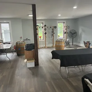 empty tasting room with tables and chairs