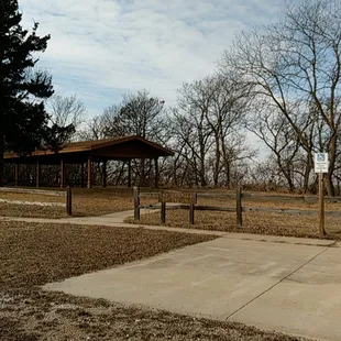 Picnic shelters in camping area.