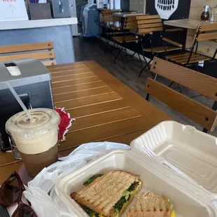 Panini and brown sugar shake an espresso.