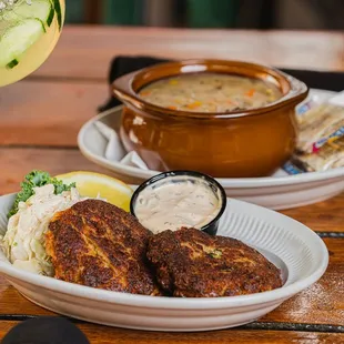 Crab Cakes --  Maryland style, remoulade slaw.