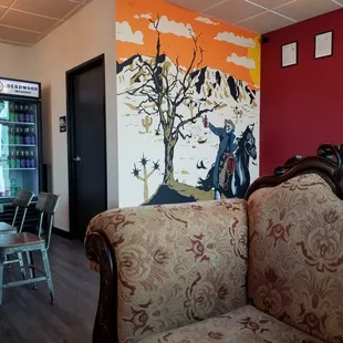 a living room and dining area