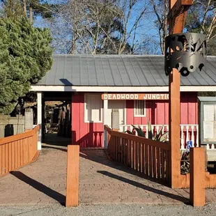 the entrance to a small house