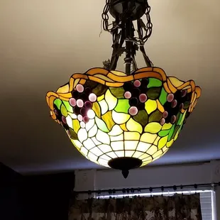 a stained glass light fixture