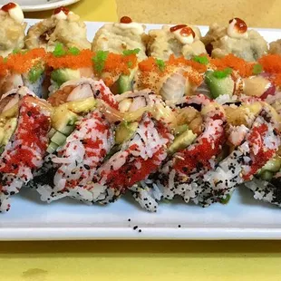 Crazy roll, spicy rainbow roll