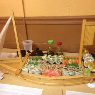 interior, sushi and sashimi