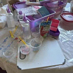 Two opened slime kits and one lunch later. Air dry clay was not usable but the rest of the kit was still good. $5 per kit.