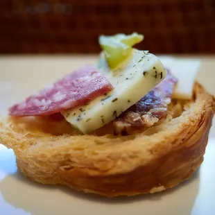 5 course tea service (Jan 2024) - Salami and cheese crostini