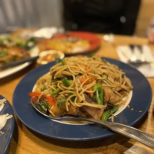 two plates of food on a table