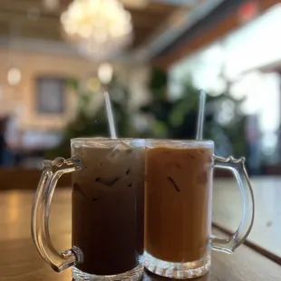 two glasses of iced coffee