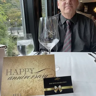 Even a complimentary dessert and Anniversary Card