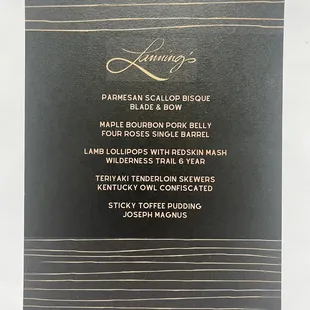 Bourbon dinner line up.