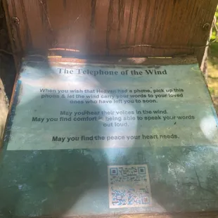 Wind phone QR code and informational signage