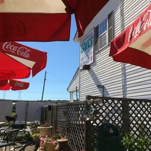 Enjoy a slice pizza on the patio!