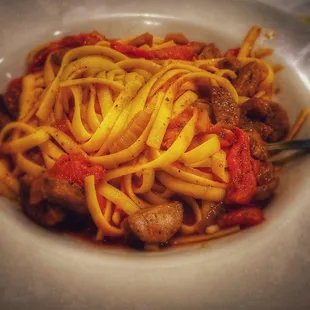 pasta, sausage and peppers