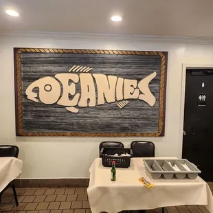 Sign in dining room