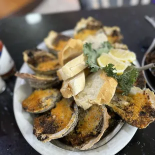 a plate of oysters