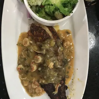 Blackened Redfish Topped with Crawfish Etouffee