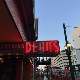 the neon sign for dean&apos;s