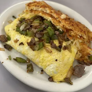 philly steak omelette