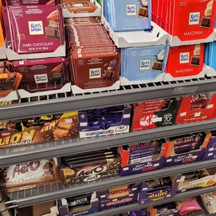 a display of chocolate bars
