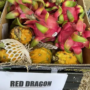a box of dragon fruit